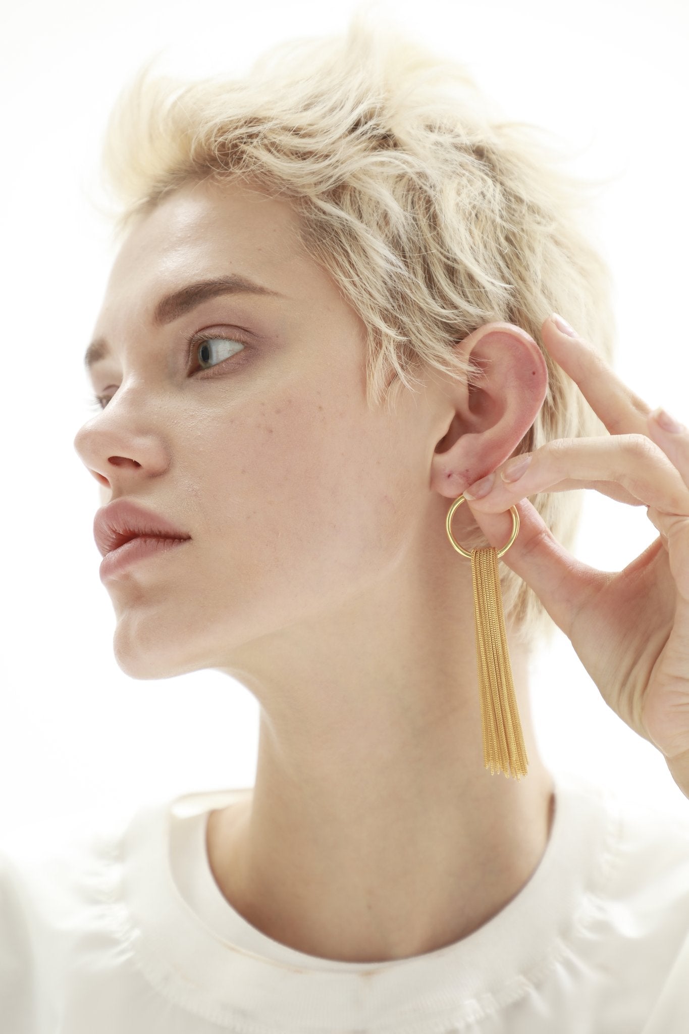 Golden Satellite On The Chain Earring / Brooch