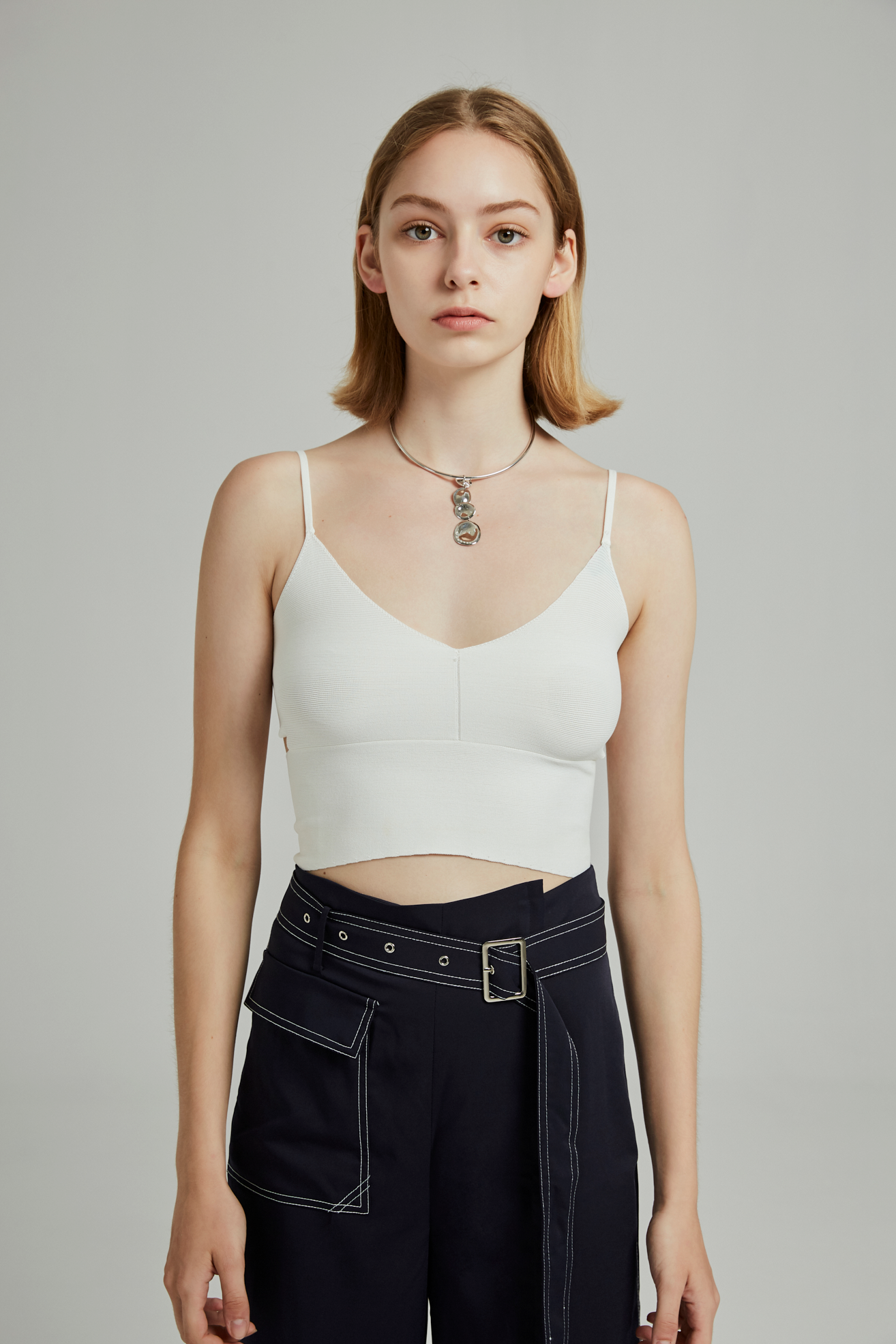 WHITE KNIT CAMISOLE
