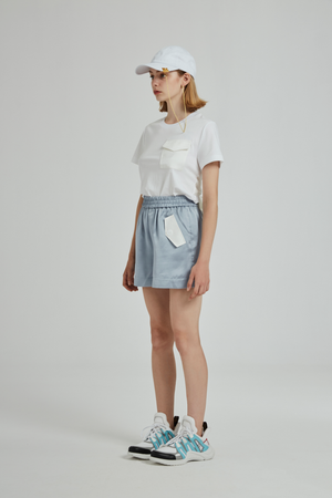 BLUE SILK SHORTS
