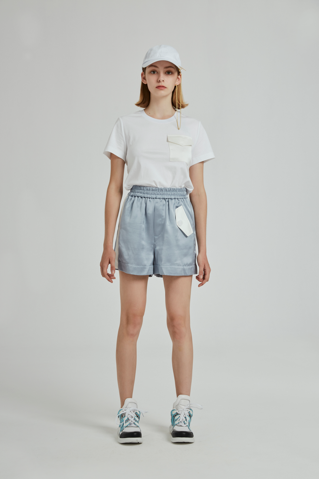 BLUE SILK SHORTS