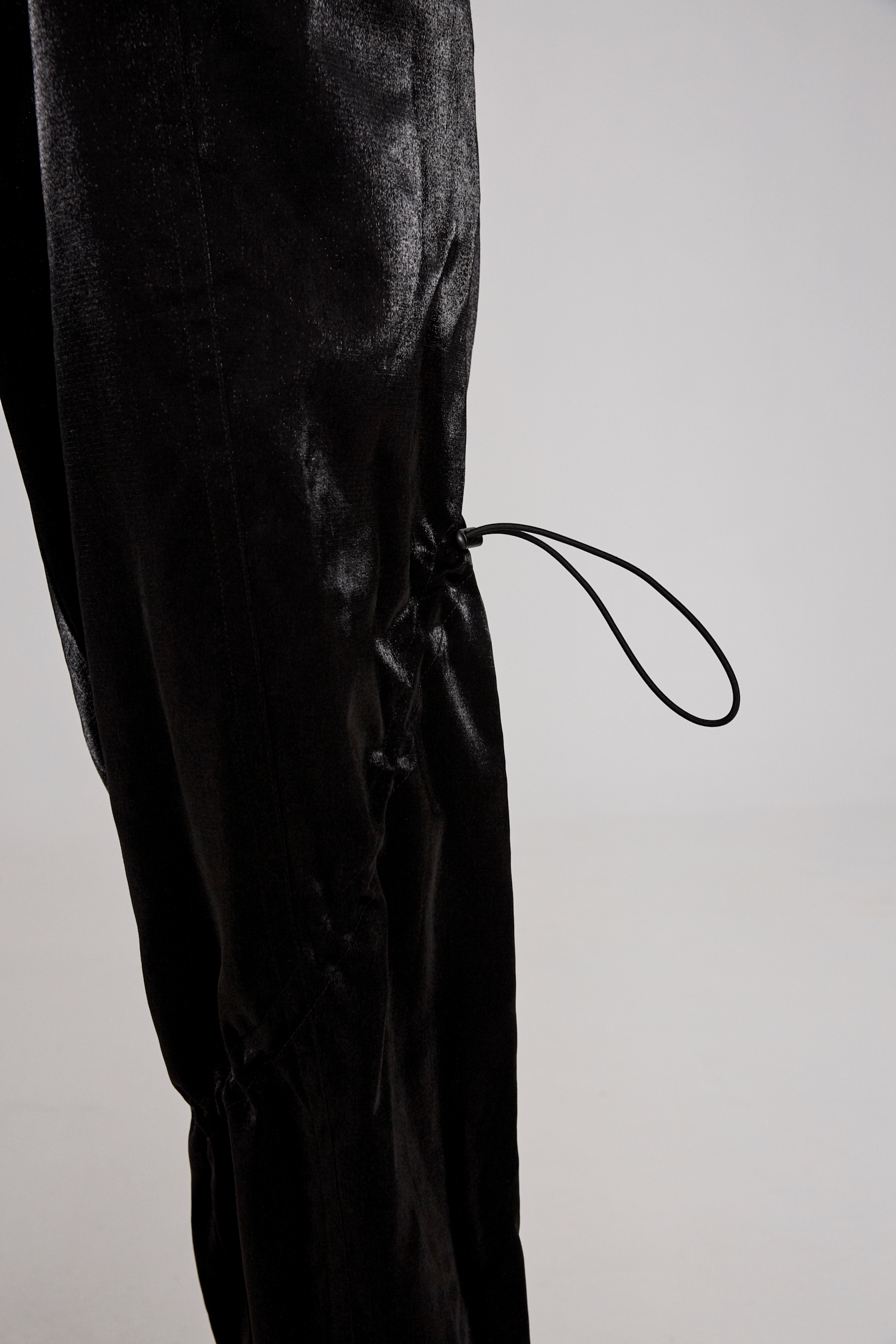 BLACK SILK DREW STRING PANTS