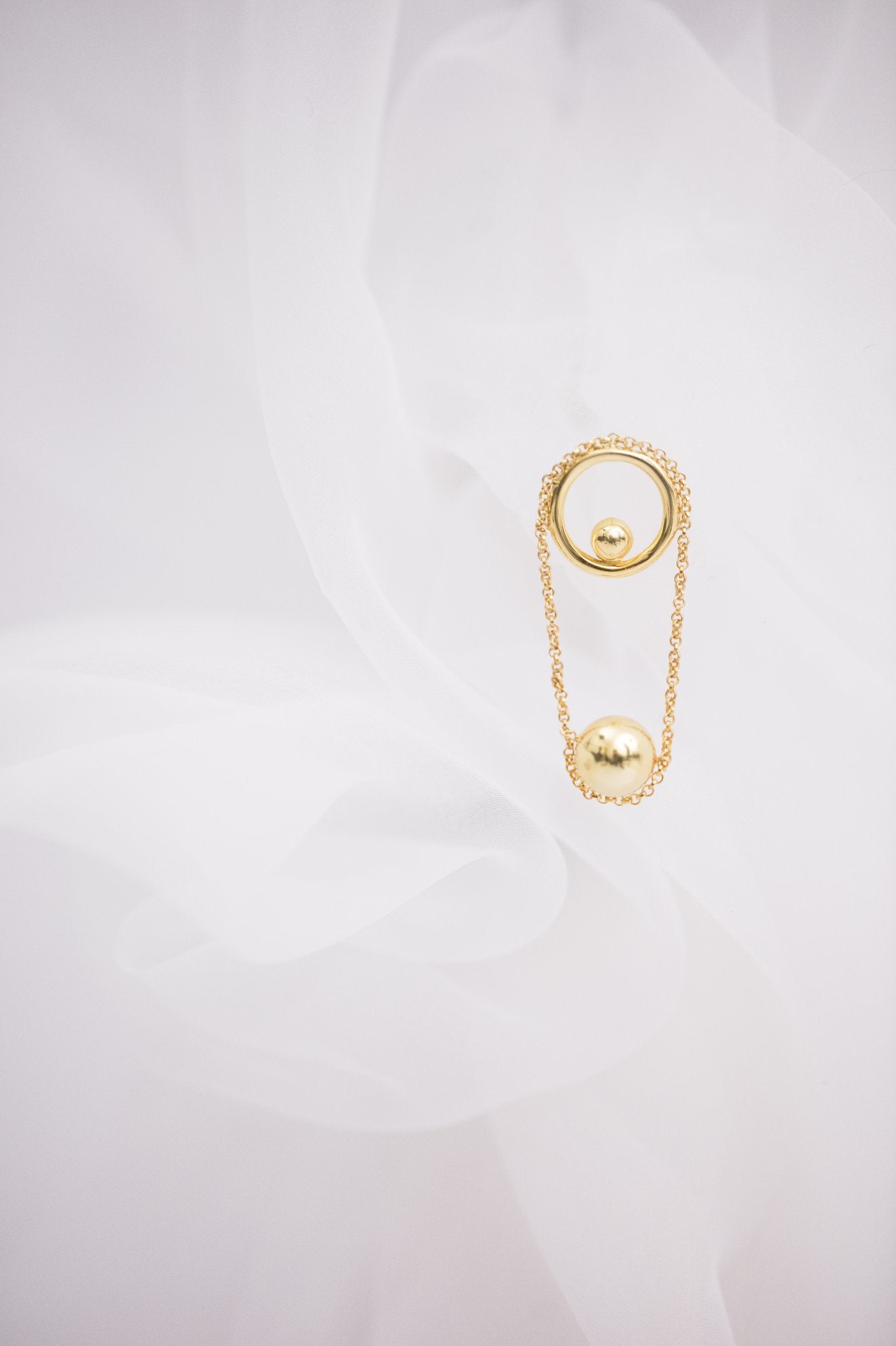 Golden Satellite On The Chain Earring / Brooch