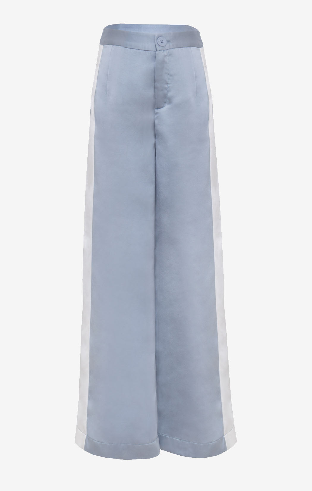 BLUE SILK WIDE LEG PANTS
